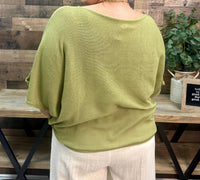Easel - Short Sleeves Oversize Boatneck Knit Sweater