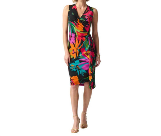 Joseph Ribkoff - Tropical Print Silky Knit Wrap Dress