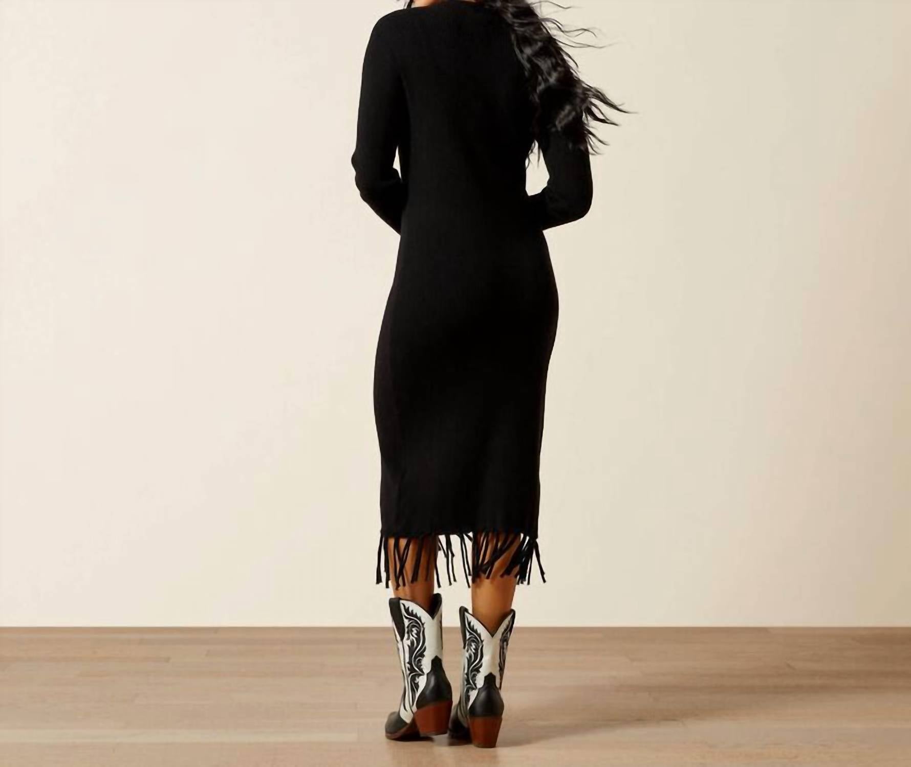 ARIAT Alicia Midi Sweater Dress in black - women's dress - detail view