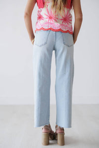 JUST BLACK DENIM Caden Slim Wide Leg Jeans in light denim - women's jeans - alternate view