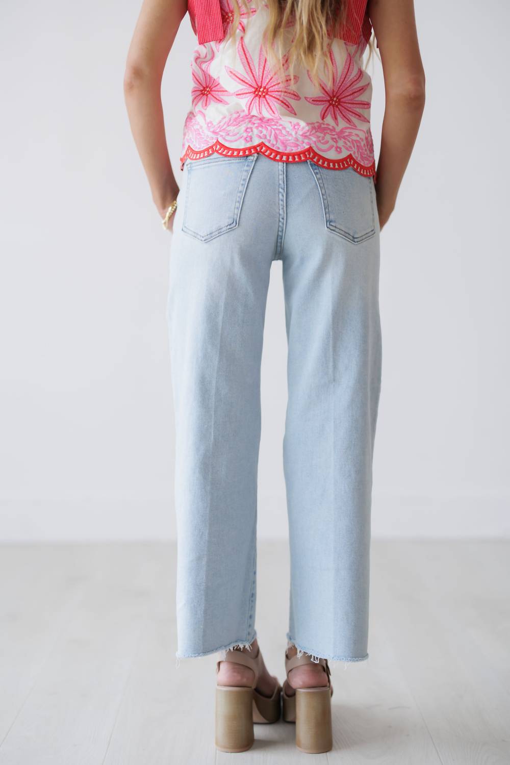 JUST BLACK DENIM Caden Slim Wide Leg Jeans in light denim - women's jeans - alternate view