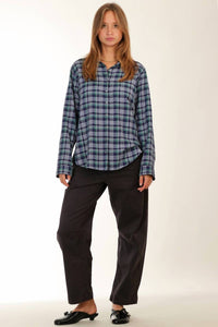 XIRENA Scout Relaxed Shirt in forest blue plaid - women's shirt - alternate view