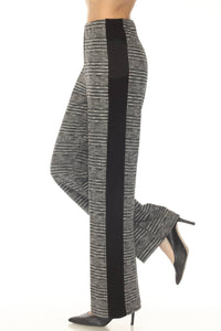 Joseph Ribkoff Glen Plaid Jacquard Wide Leg Pants in black white 1 - women's pants - detail view