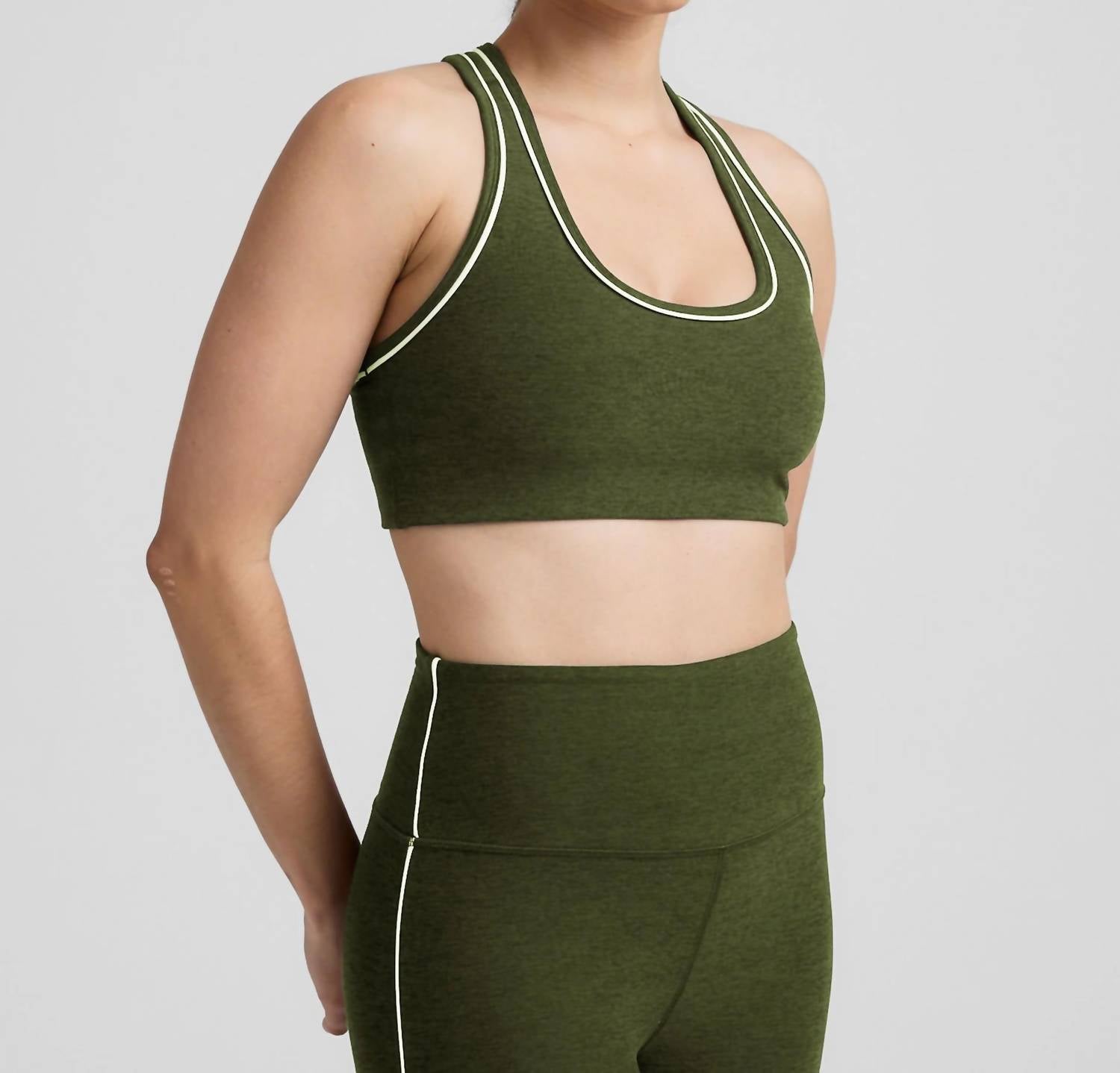 BEYOND YOGA Spacedye Ready Bra in army green heather - women's intimate - alternate view