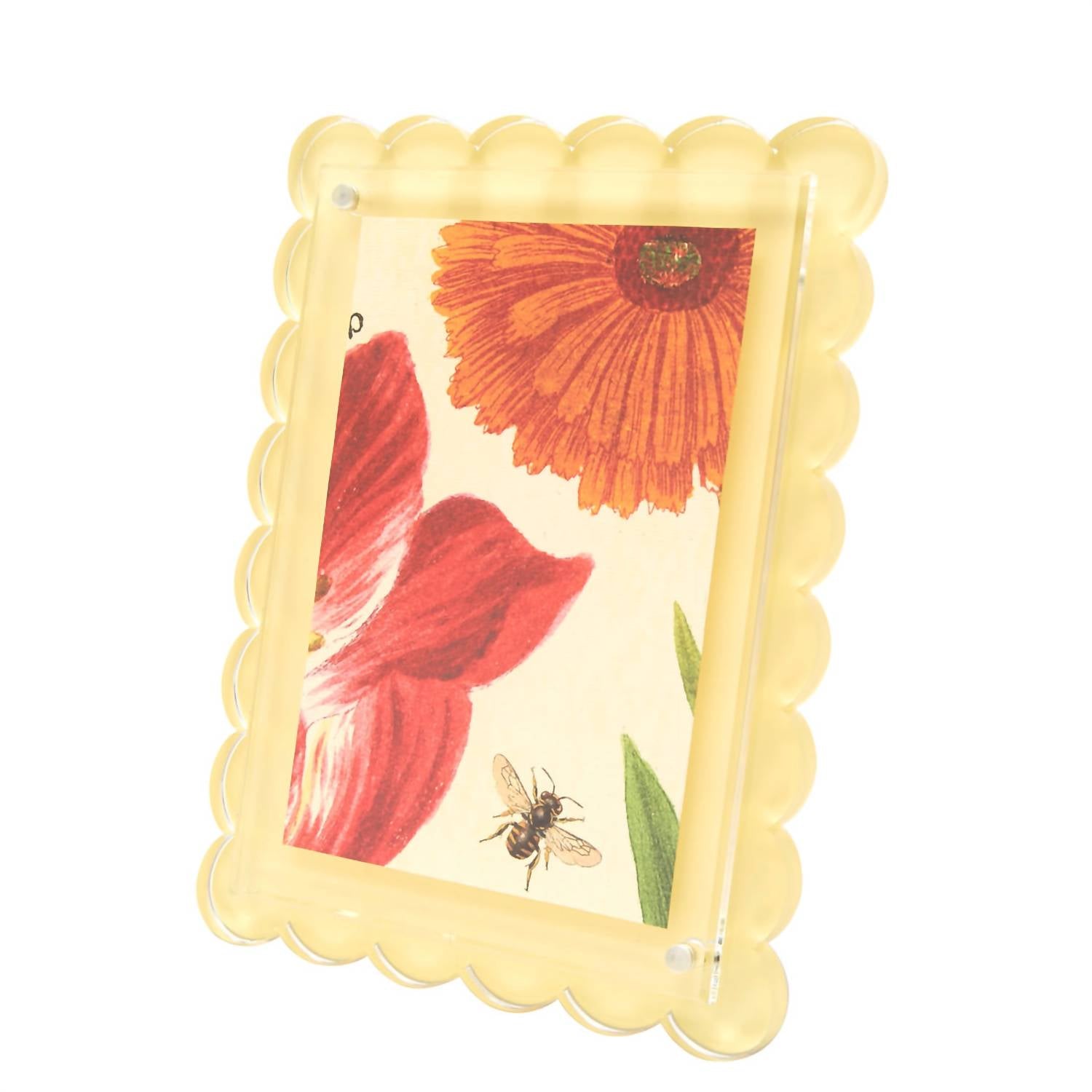 Tara Wilson Designs Scallop Acrylic Picture Frame in pastel yellow - item - detail view