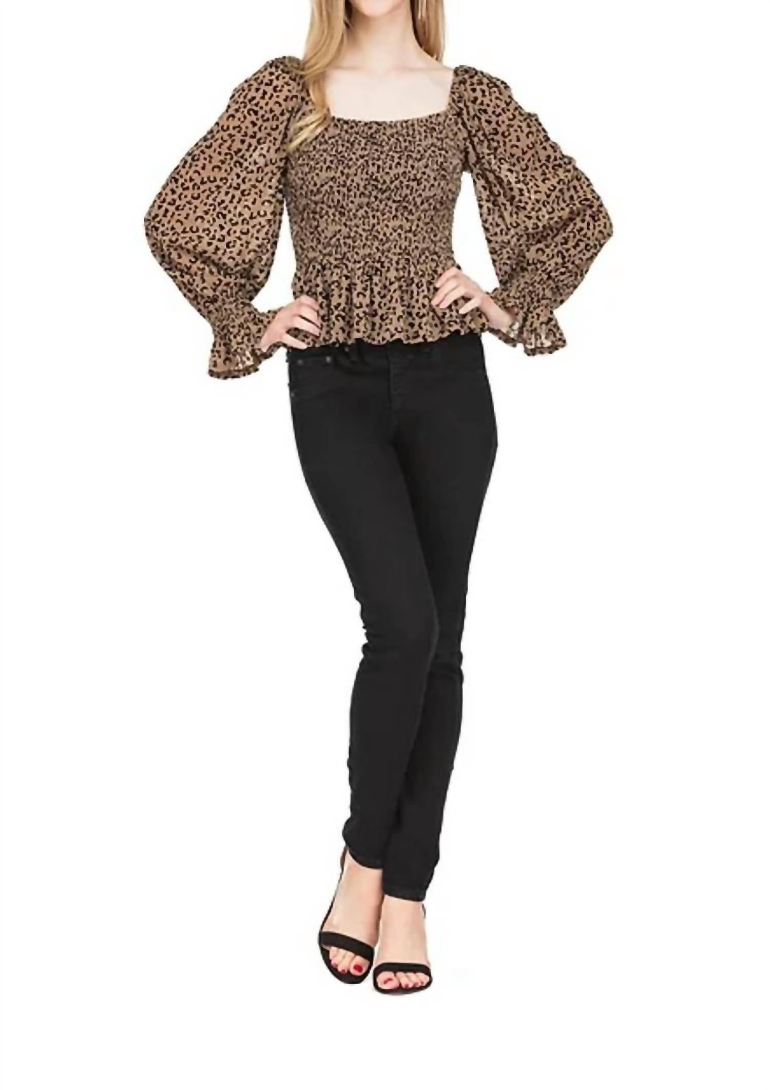 VELVET SMOCKED BLOUSE