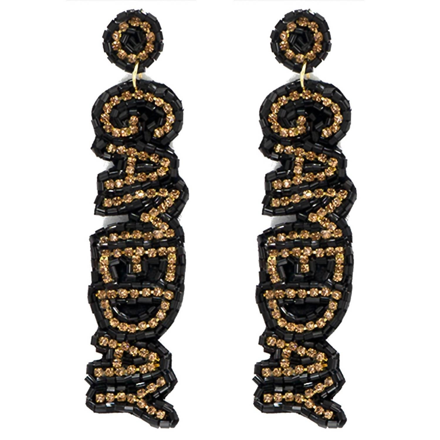Sophia Collection - Women's Game Day Letter Beaded Rhinestone Post Earrings
