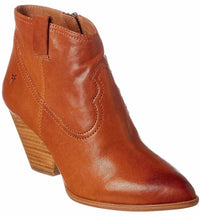 Frye Women's Reina Leather Ankle Boots in cognac - women's shoe - detail view