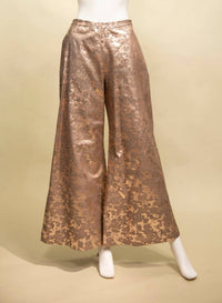 Samuel Dong - Women's Foil Finished Denim Palazzo Pants