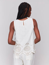 Charlie B - Sleeveless Linen Top With Eyelet Embroidery