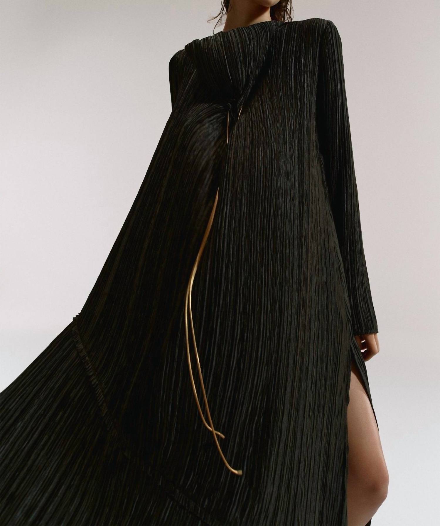 Marina Moscone - Plissé Tabard Maxi Dress