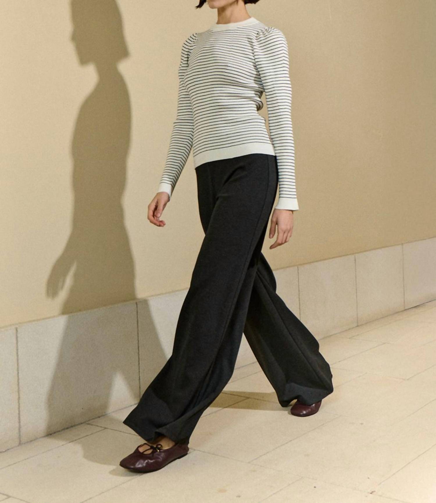 SITA MURT Fitted Ribbed Knit Sweater in stripe - women's sweater