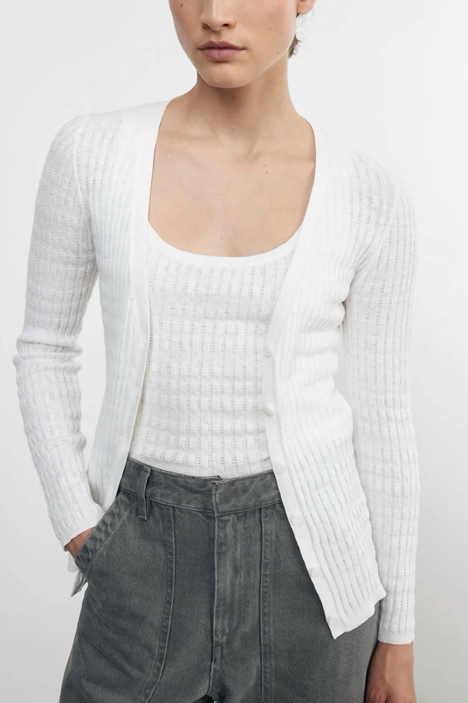 Enza Costa - Linen Cotton V-neck Cardigan