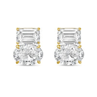 Diana M Jewels - Women's Emerald & Oval Lab-grown Diamond Stud Earrings (10.00 Tcw) - Bold