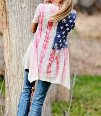 VOCAL APPAREL Flag Shirt With Sleeves Embellishments in silver - women's t-shirt - alternate view