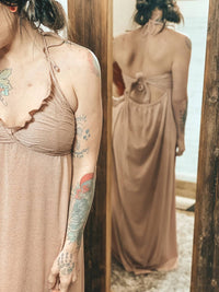 Gigio - Glitter Knit Ruched Halter Neck Maxi Dress