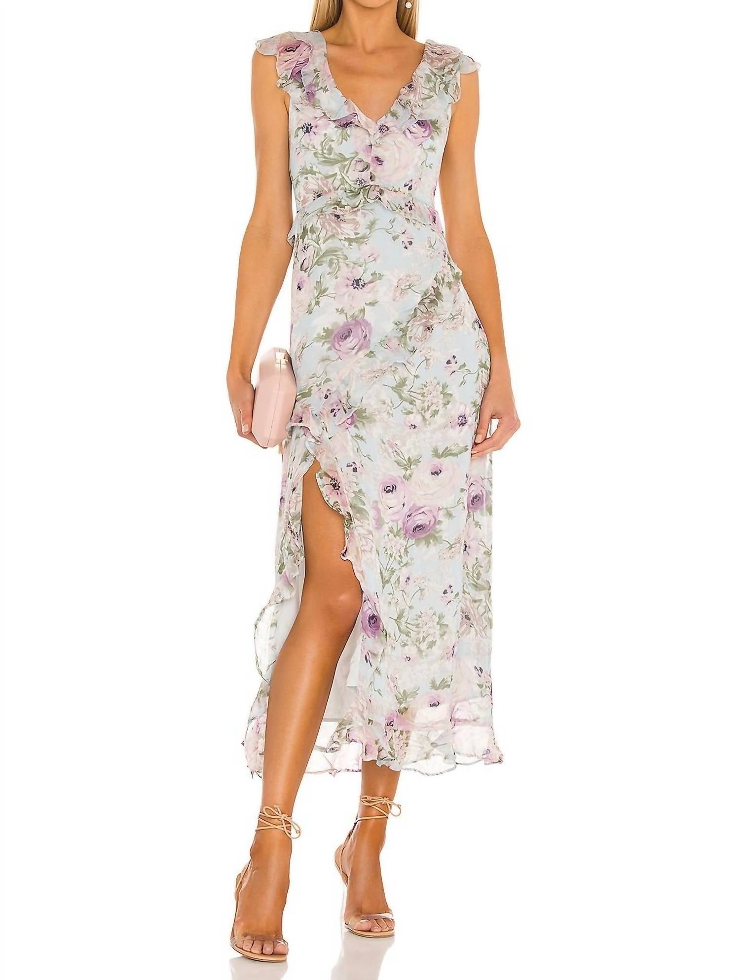 ASTR Tempest Dress in ivory lilac floral - women's dress