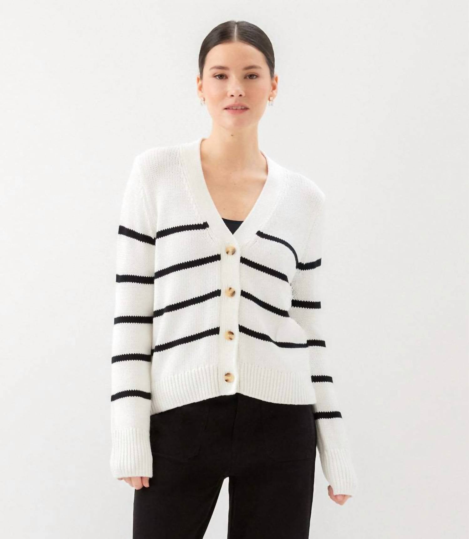 Karen Kane - Stripe Cardigan Sweater
