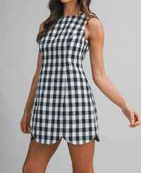 Mable - Plaid Expectations Scallop Hem Dress