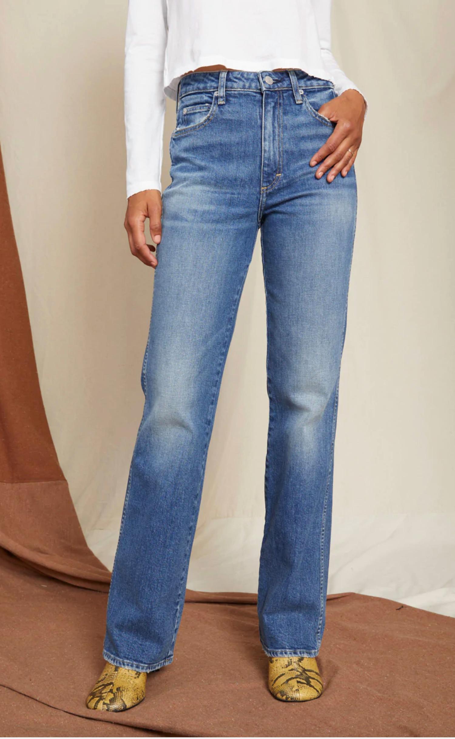 AMO High Rise Kick Flare Jeans in patience - women's jeans