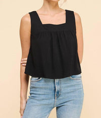 Allie Rose - Kenzie Square Neckline Gathered Tank Top