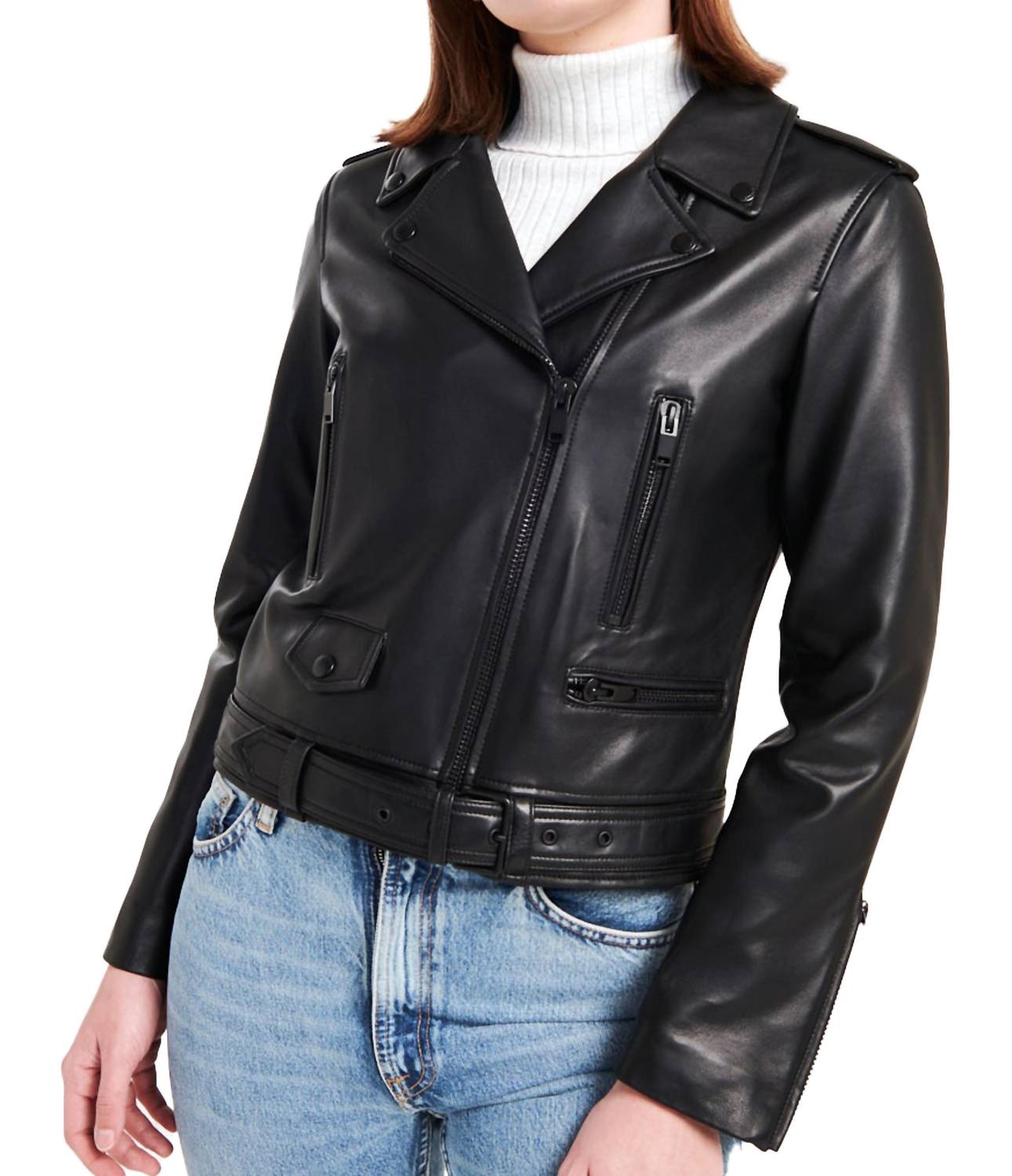 Ena Pelly - Lambskin Leather Biker Jacket