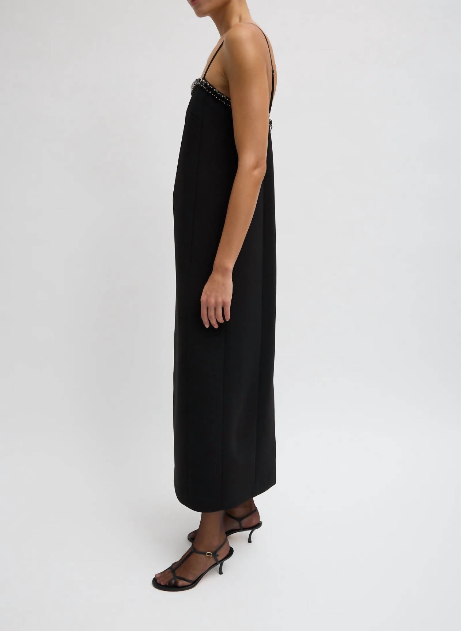 Tibi - Bonded Twill Beaded Strappy Dress