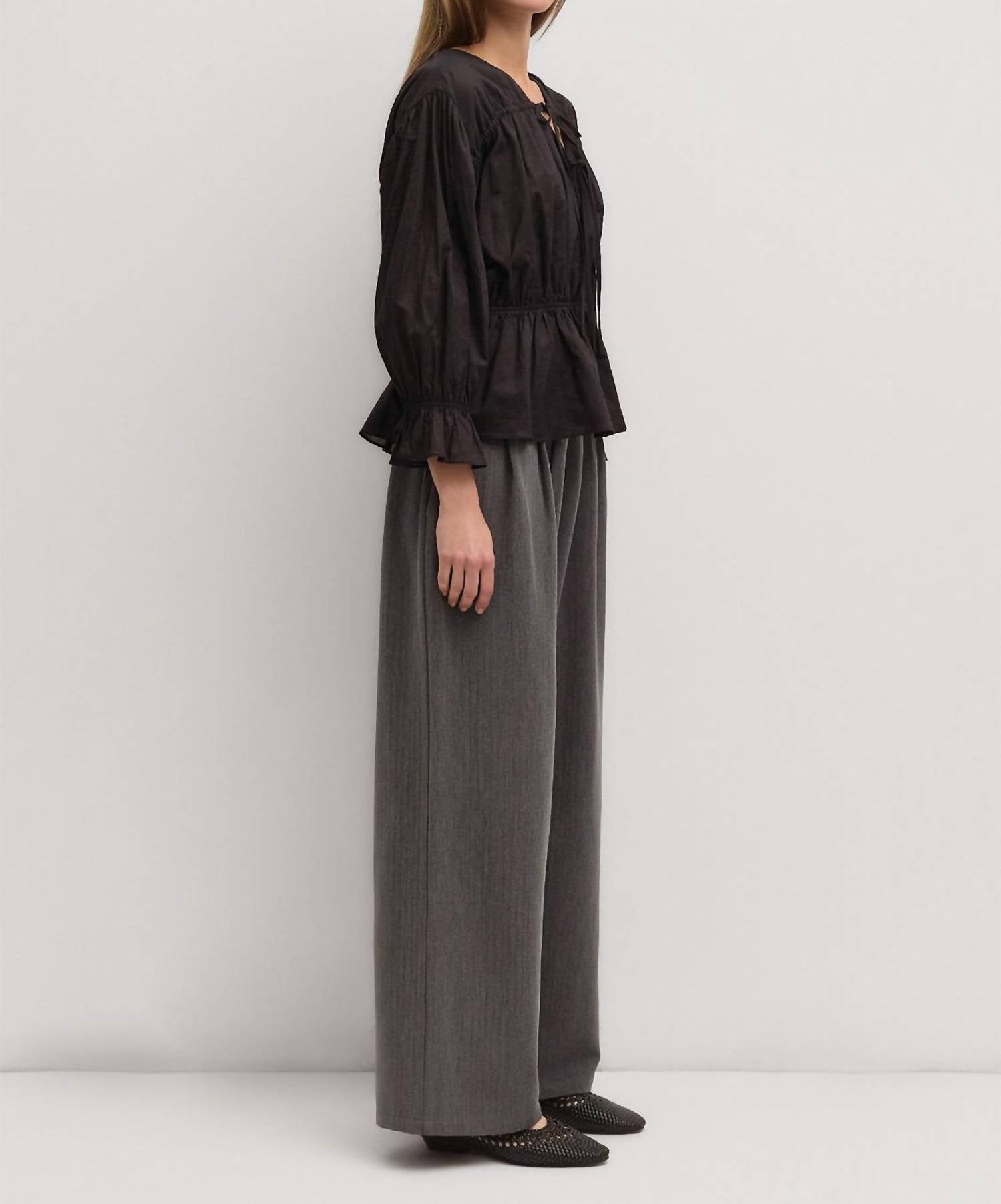 MOD REF Selina Top in black - women's blouse - detail view