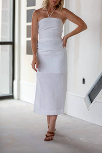 onia Ruched Halter Midi Dress in white - women's dress - view 4