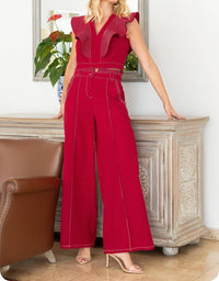 Strut & Bolt - Stitch Ruffle Detail V-neck Top