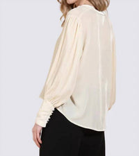 JESSIE LIU Silk Velvet Blouse in ivory - women's blouse - detail view