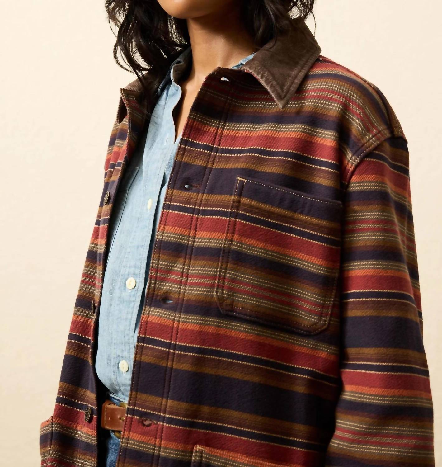 Faherty High Ridge Twill Studio Jacket in night time fire stripe 1 - men's jacket - view 4