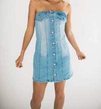 Falcon Park - Juliette Denim Strapless Mini Dress