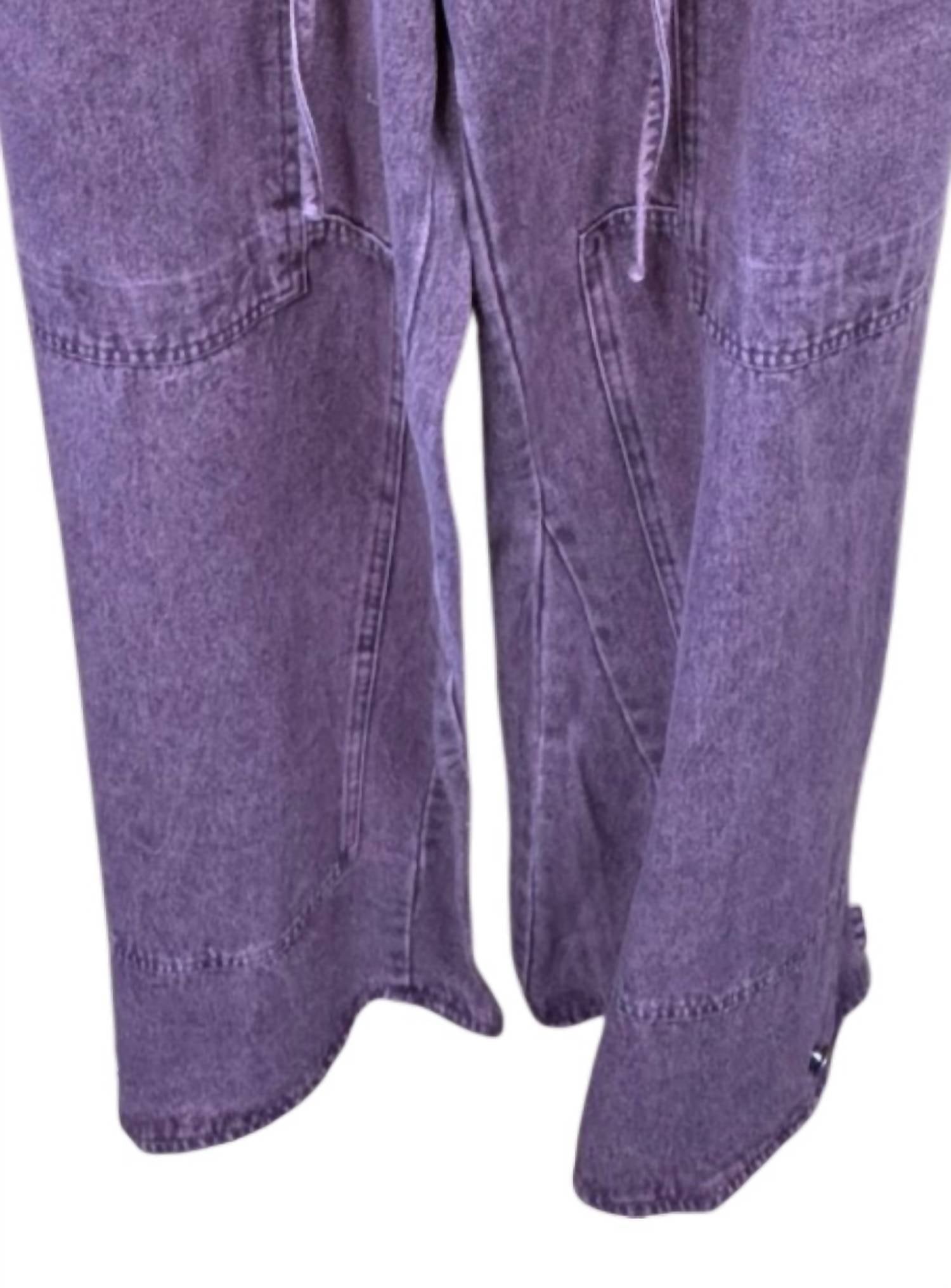 BiBi Women's Cargo Colored Denim Pants in cranberry - women's pants - alternate view