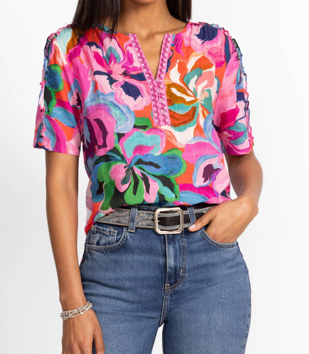 Johnny Was - Pre-loved Ruffle Seam Top