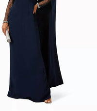 Jenny Packham Crystal Cape Gown in navy - women's dress