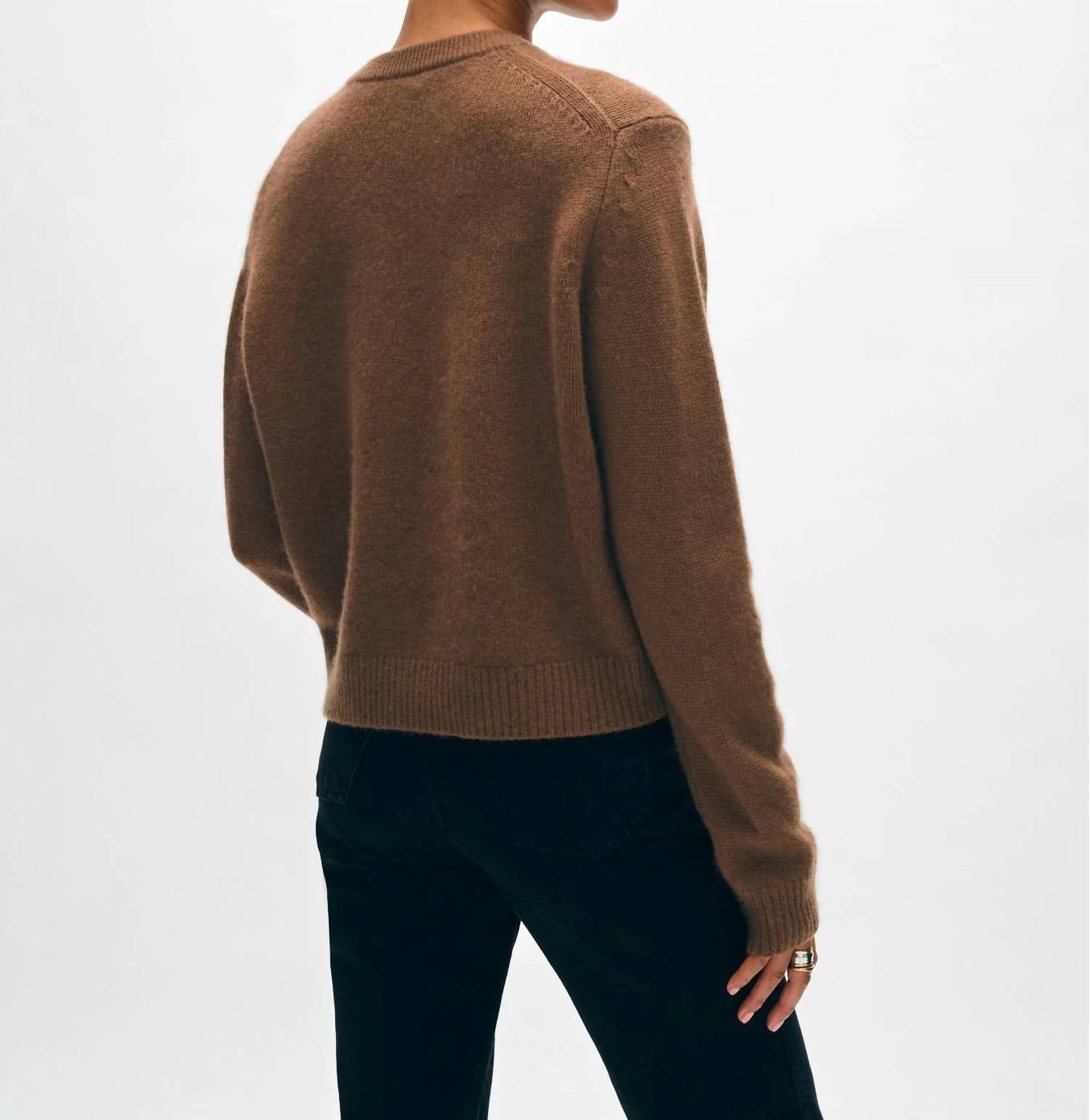 White + Warren - Cashmere Blend Horse Embroidered Crew Sweater