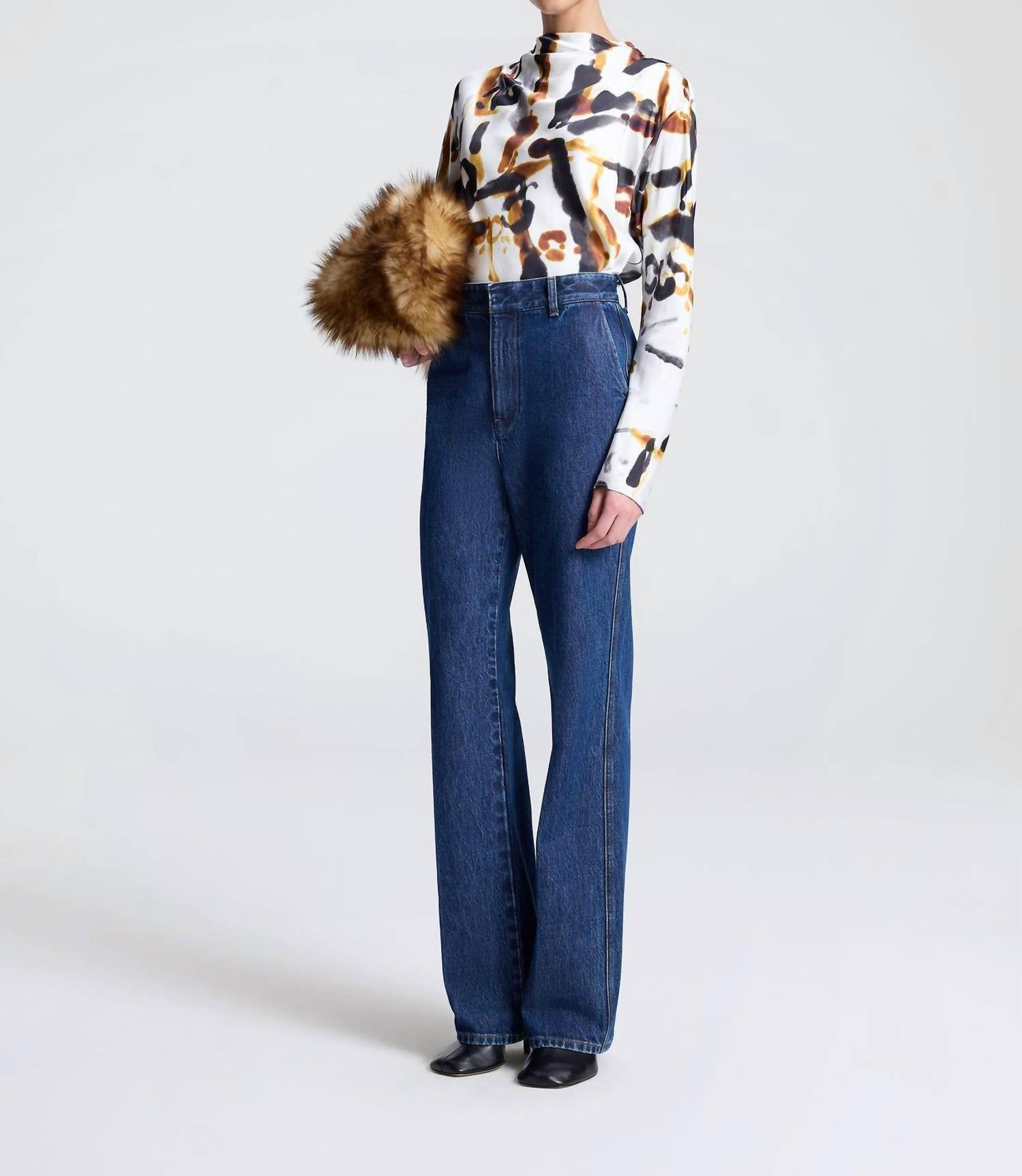 A.L.C. Georgia Satin Top in black camel - women's blouse - view 4