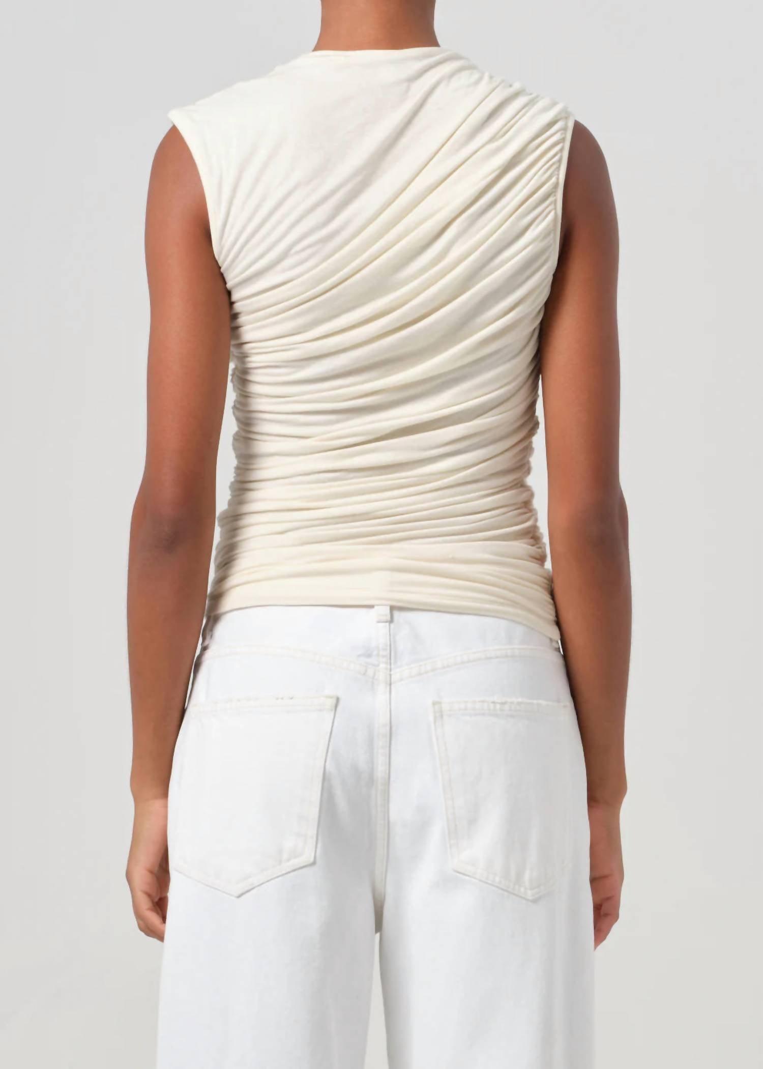 AGOLDE Ester Twist Tank in oat - women's tank top - detail view