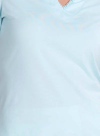 Lucky In Love - Pleated Placket Short Sleeve Top