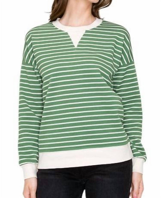 Staccato - Texture Striped Long Sleeve Pullover Top