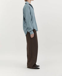 Hyde & Stone Classic Wool Long Sleeve Shirt in sky blue - women's shirt - view 5