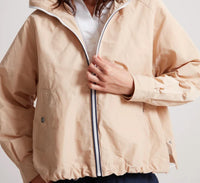 Adroit Atelier Ryder Side Snap Zip Up Bomber Jacket in sand - women's jacket - view 4