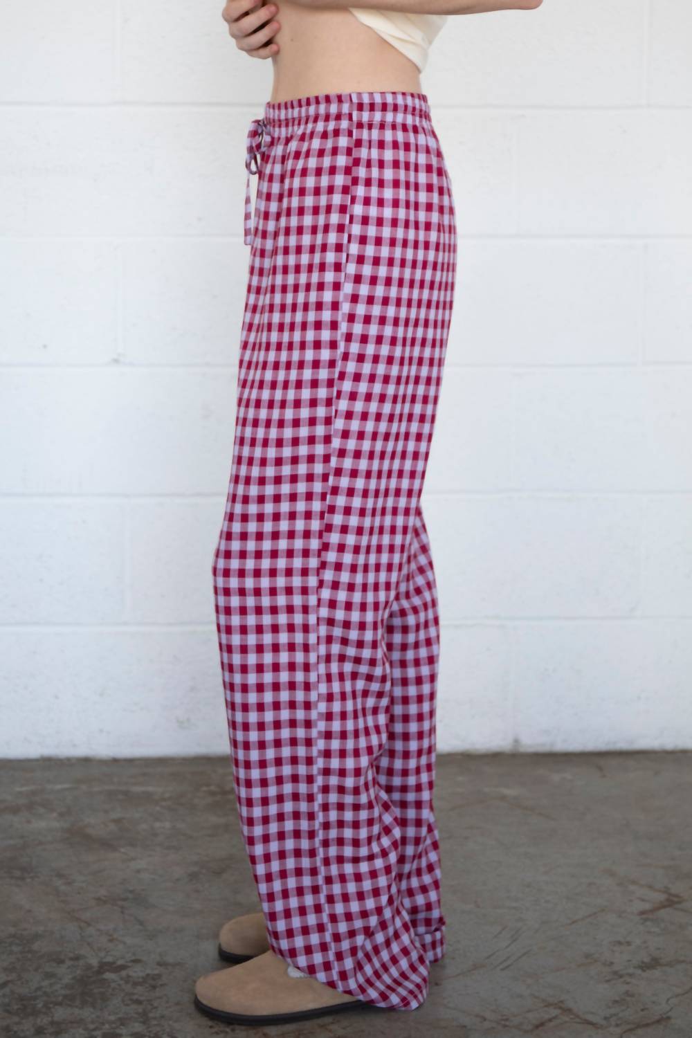Things Between Bowie Gingham Pants in raspberry - women's pants - alternate view