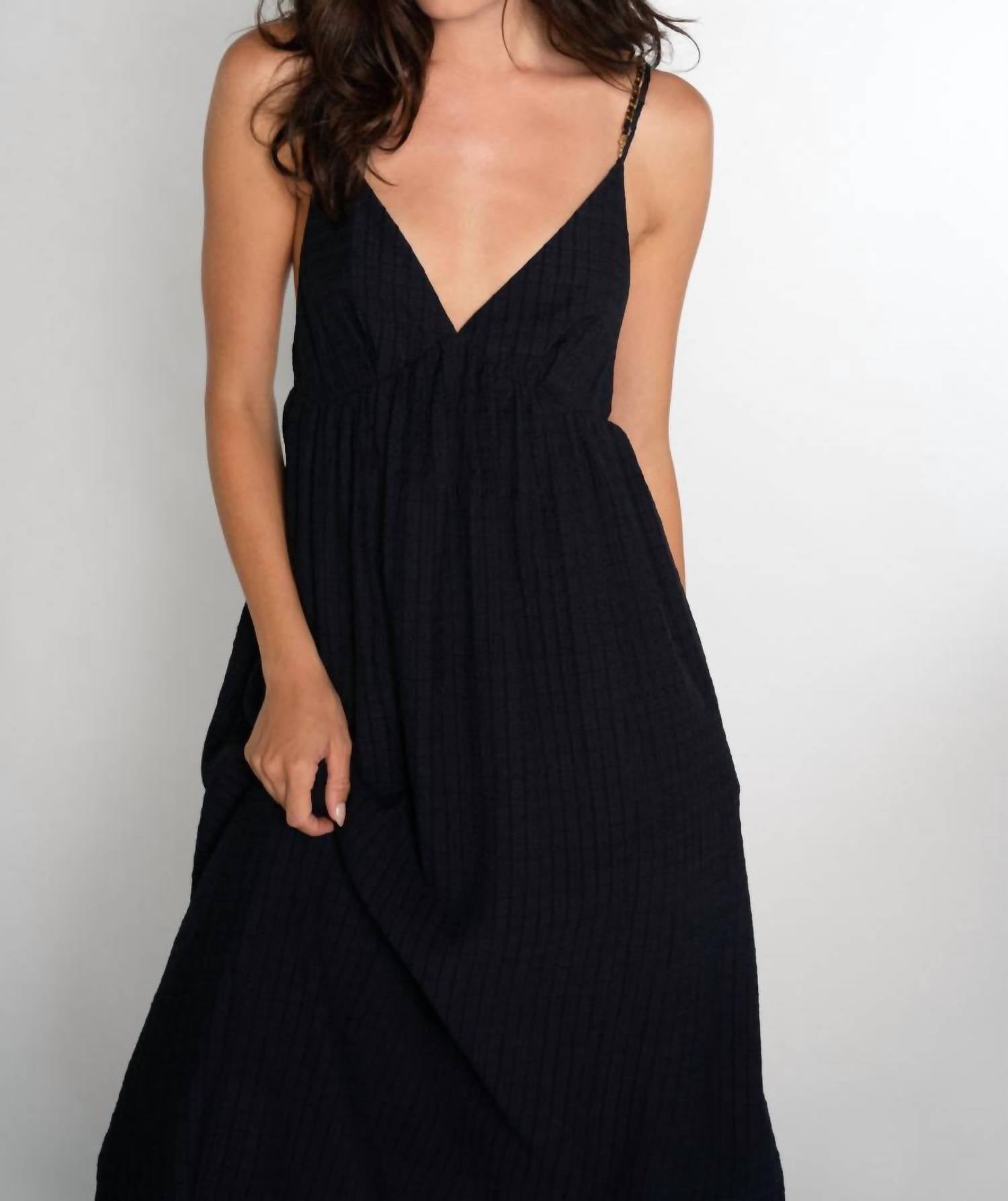 See U Soon Coco Long Maxi Dress in navy - women's dress - detail view