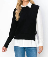 Joh - Wyatt Cotton Pleated Shirt With Knitted Sweater