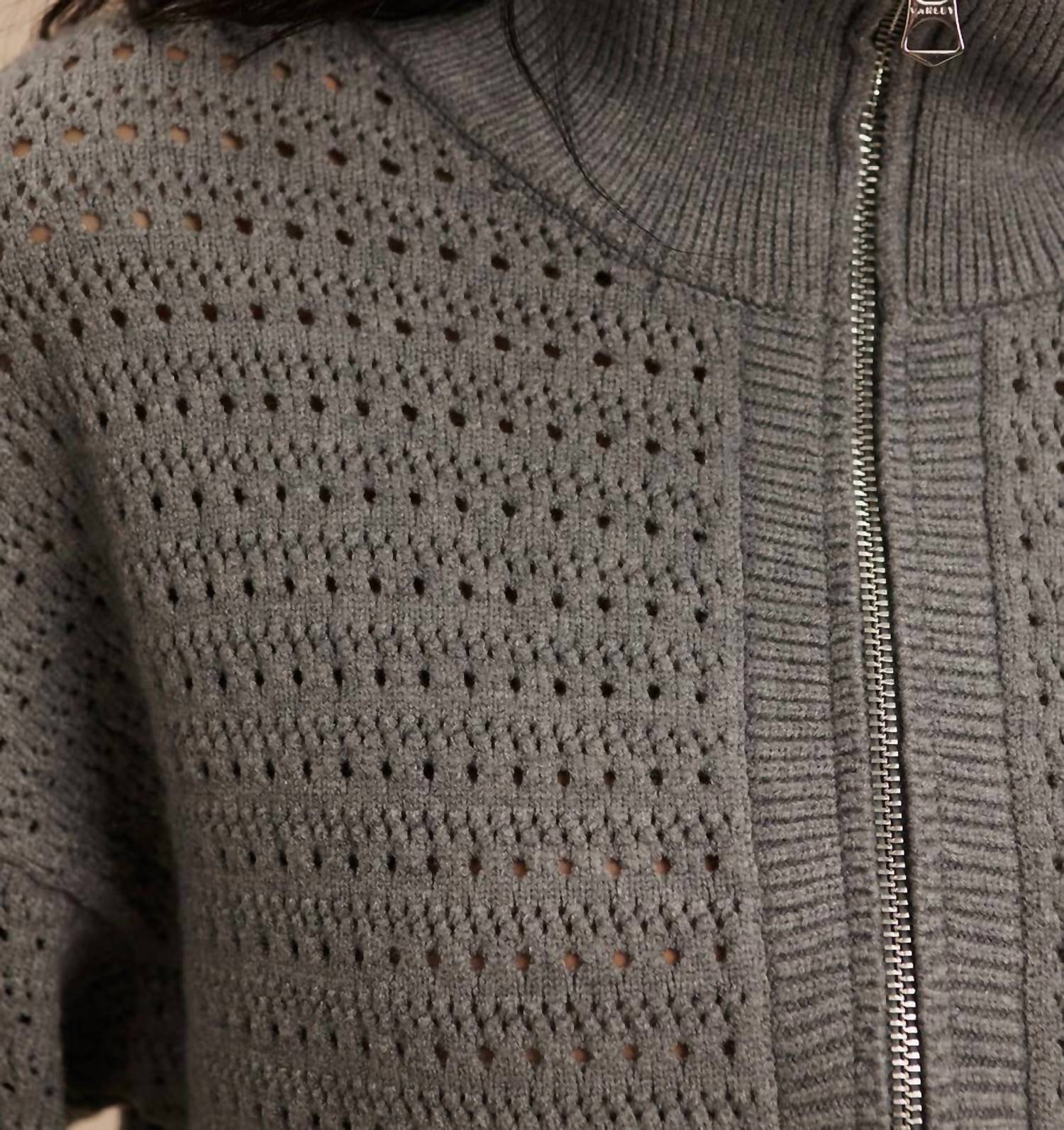 VARLEY Darla Half Zip Knit Sweater in silver filigree melange - women's sweater - view 6