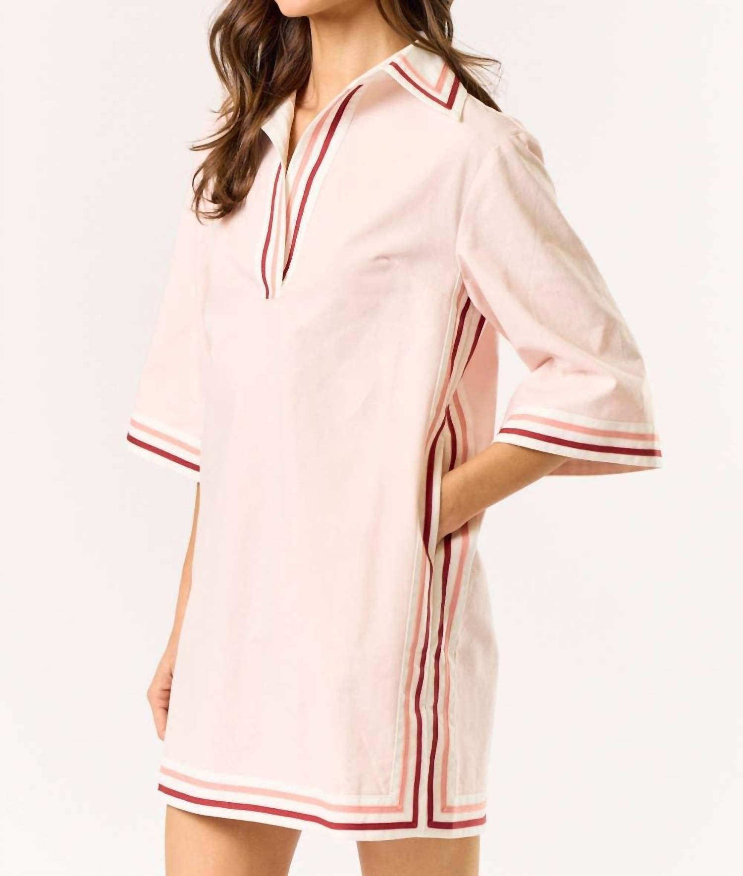 Lalavon - Lila Striped Collared Oversize Mini Dress