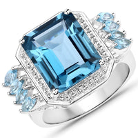Diana M Jewels Women's Octagon Natural Topaz Fashion Ring (8.17 Ct) - Elegant Plus in 14k white gold - women's jewelry - detail view