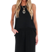 Umgee - Women's Wake Up Call Linen Scallop Tank Top